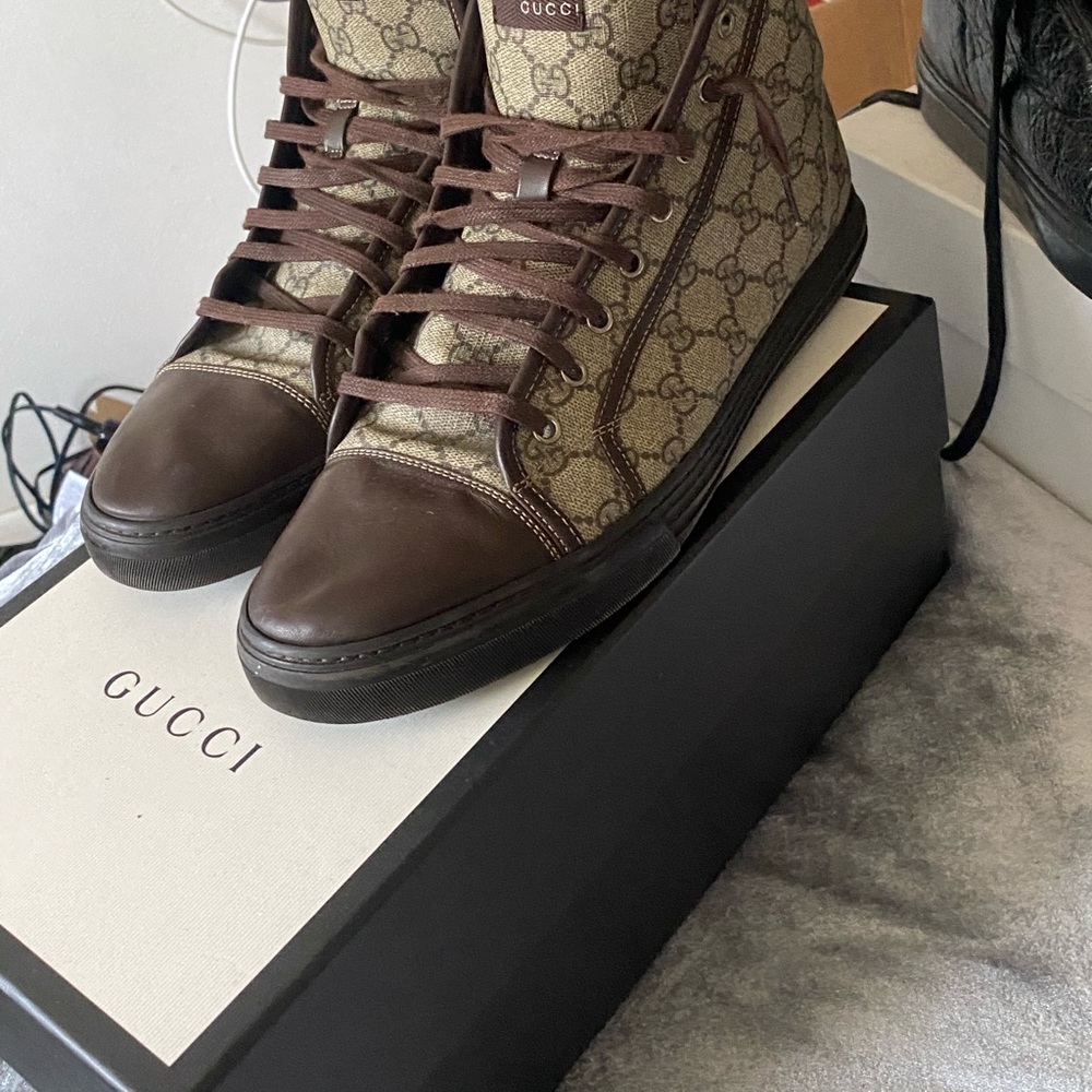 Gucci monogram hi canvas sneakers 11.5/45